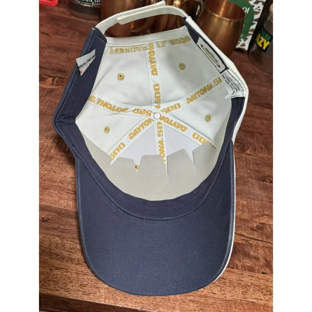 2007 White Daytona 500 Dad Hat Cap Adjustable Nascar Strap Back